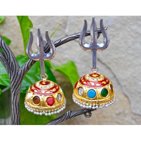 Multicolor Trishul Jhumka Earrings 